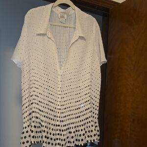 Only White Blouse with Black Dots